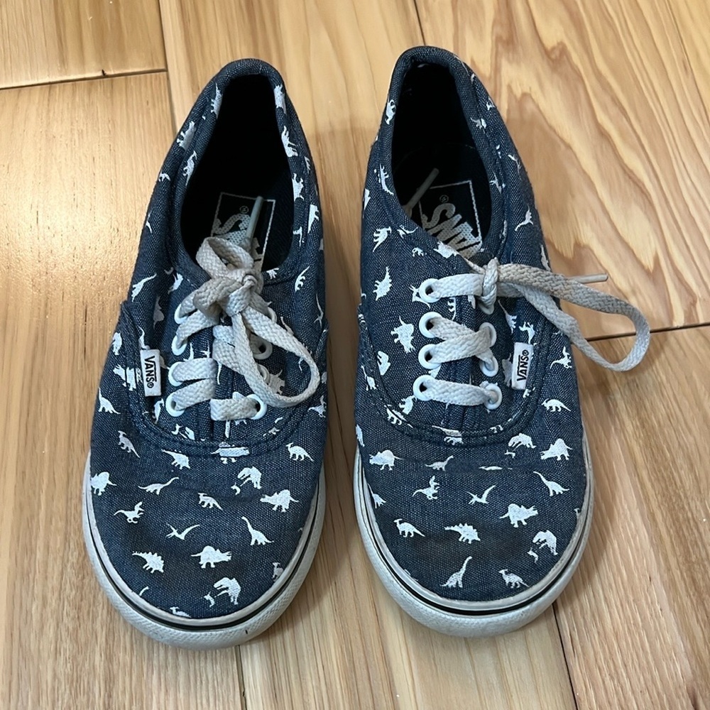 Vans Kids Dinosaur Print Sneakers - Blue and White size 10